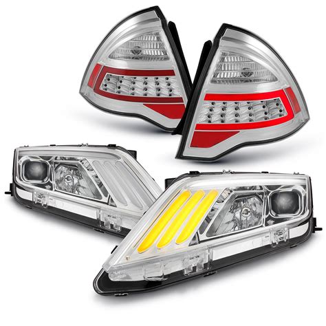 Fit 2010-2012 Ford Fusion Chrome LED Projector Headlights + Full LED ...