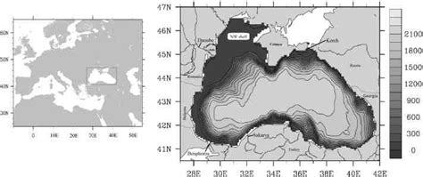 Geographic location of the Black Sea (left) and Black Sea bathymetry... | Download Scientific ...