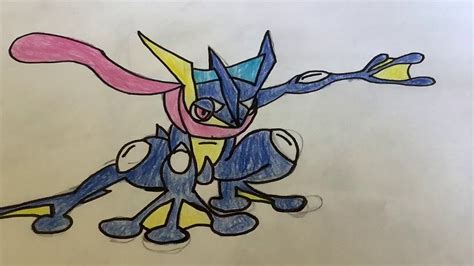 TIME LAPSE DRAWING OF GRENINJA FROM POKÉMON - YouTube