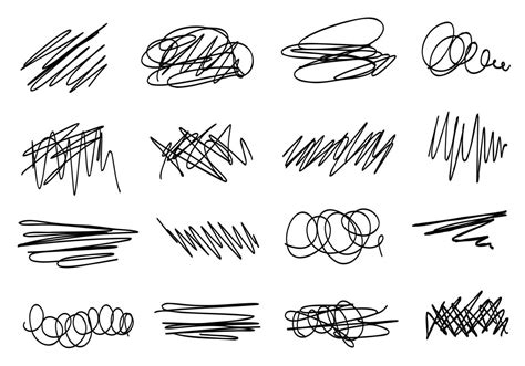 Scribble black set, hand drawn. Line vector elements collection ...