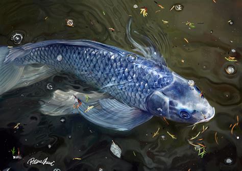 Blue Koi digital painting by Rosane-Chawi on DeviantArt