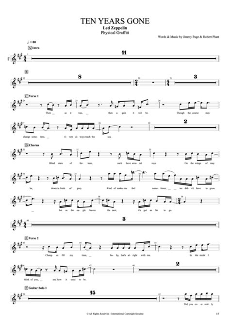 Ten Years Gone Tab by Led Zeppelin (Guitar Pro) - Full Score | mySongBook