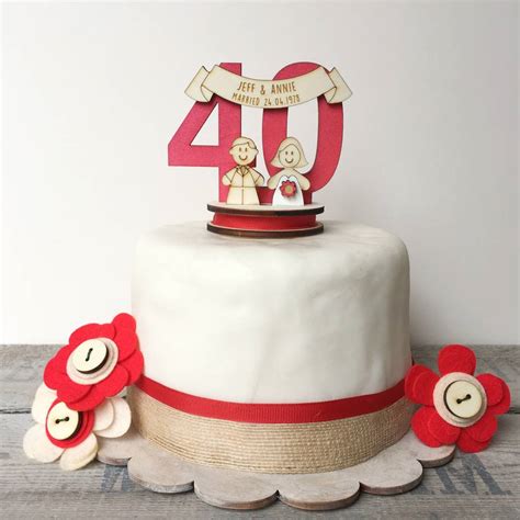 Personalised 40th Anniversary Cake Topper By just toppers