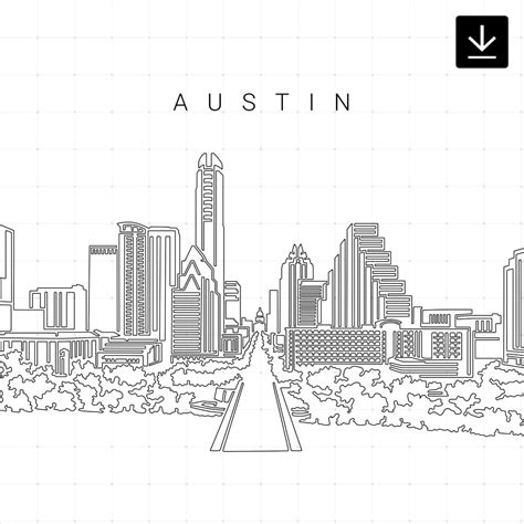 Austin TX Skyline Vector Art - Digital Download - EverLineArt