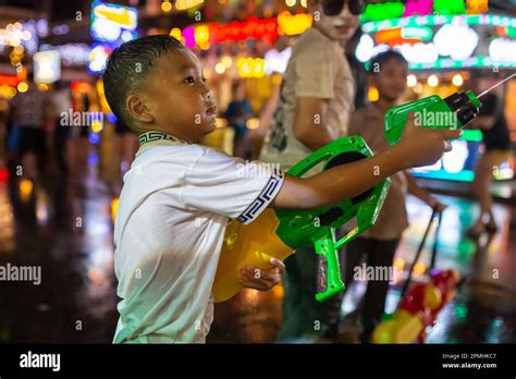 Siem Reap, Cambodia - April 13, 2023: People celebrating Songkran ...