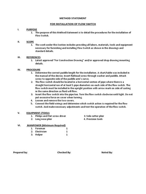 Installation Method of Flow Switch | PDF