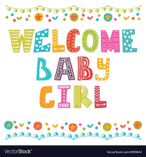 Welcome baby girl Baby girl arrival card Baby girl