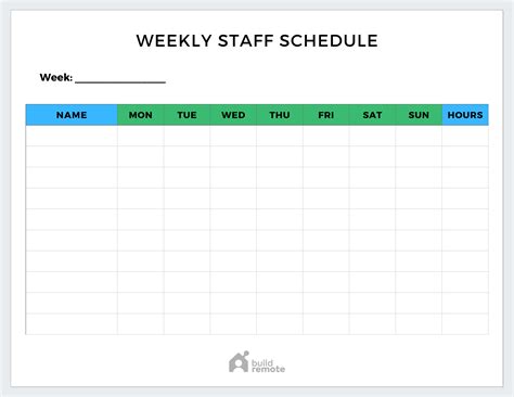 Weekly Staff Schedule Template | Buildremote