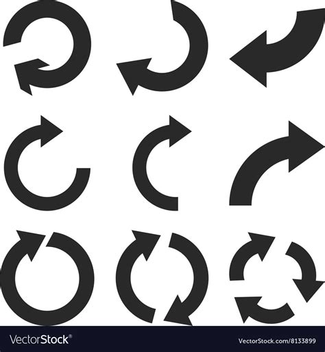 Rotate clockwise flat icon set Royalty Free Vector Image