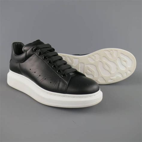 ALEXANDER MCQUEEN 9 Black Leather Thick White Platform Sole Lace Up ...