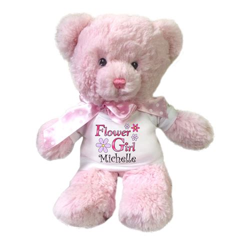 Personalized Flower Girl Teddy Bear - Pink Bear – Say it with a Stuffed Animal