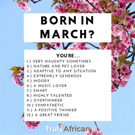 March Baby Facts - TrulyAfrican | Birthday quotes for me, Birth month quotes, March quotes