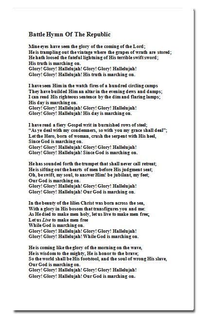 Patriotic Songs For Kids That Are Printable Lyrics - Tedy Printable Activities