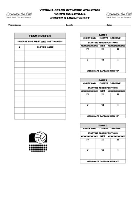 Free Printable Blank Volleyball Lineup Sheet Serving Team Receiving ...