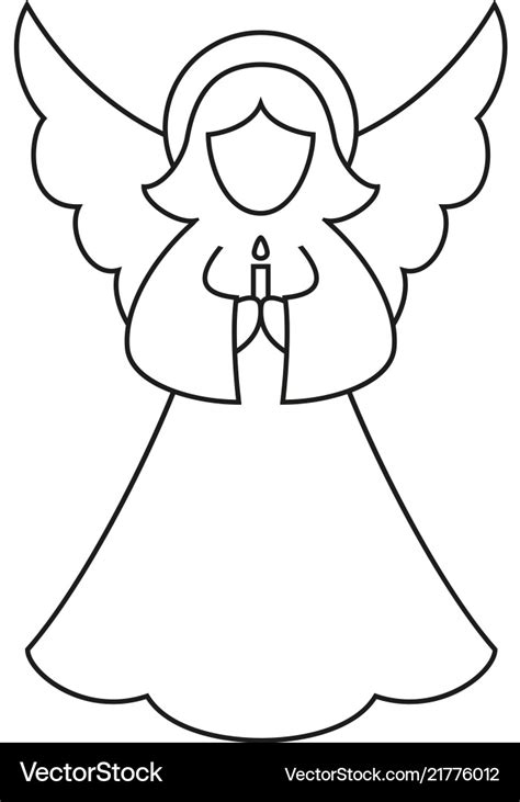 Line art black and white christmas angel Vector Image