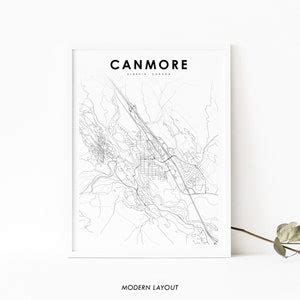 Canmore Alberta Map Print, AB Canada Map Art Poster, City Street Road Map Print, Room Wall ...