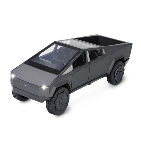 Tesla CyberTruck 1/24 Scale Model Toy Truck In Black, Gray, Silver With Lights, Sounds, Pull ...