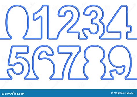 Set of Numbers from Single-line Font. 3D Rendering Stock Illustration ...