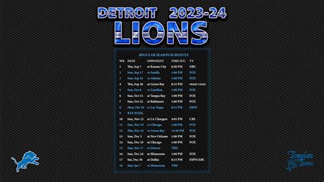 2023-2024 Detroit Lions Wallpaper Schedule