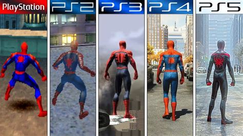 Spider-Man PlayStation Series - PS1 vs PS2 vs PS3 vs PS4 vs PS5 (Graphics Comparison) - YouTube