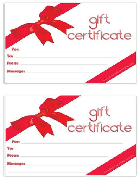 blank gift certificate | Free gift certificate template, Gift ...