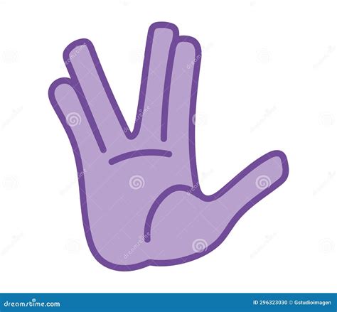 Vulcan Gesture in Purple Hand Stock Illustration - Illustration of palm, finger: 296323030