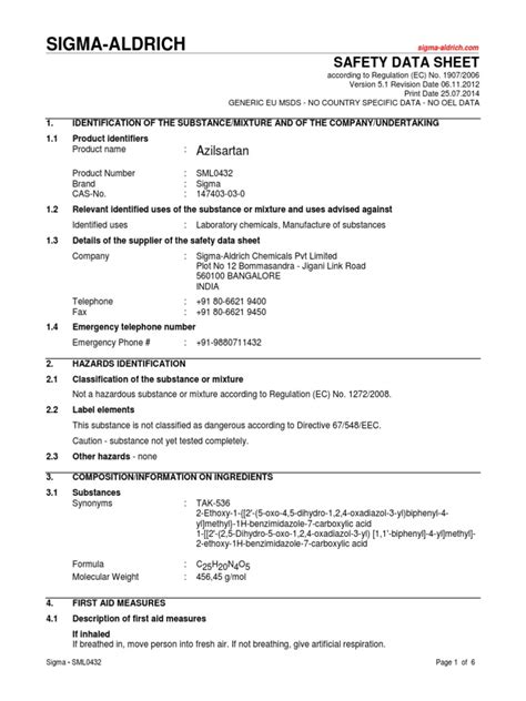 Azilsartan | PDF | Dangerous Goods | Toxicity