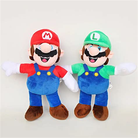 30cm Super Mario Bros Luigi & Mario Plush Toys Doll Super Mario Stand ...