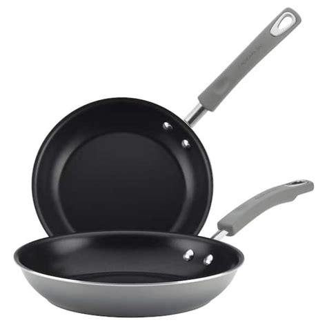 Rachael Ray 2-Piece Classic Brights Hard Enamel Aluminum Nonstick Skillet Set, 9.25 in. and 11 ...