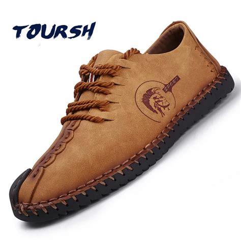 TOURSH Shoes Men Casual Leather Shoes Men Flats Leather Casual Mens ...