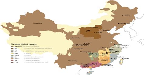 Map Of Chinese Languages/Dialects (2219 x 1759) : MapPorn