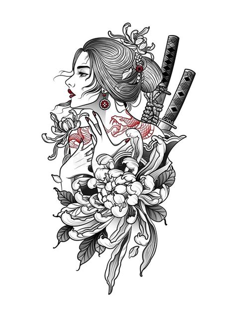 Asian Tattoo Woman Stock Illustrations – 2,510 Asian Tattoo Woman Stock ...