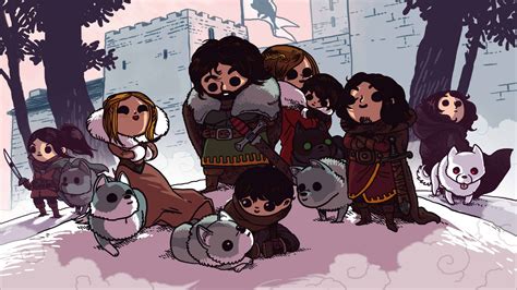 Download Cartoon House Stark Family Wolves Art Wallpaper | Wallpapers.com