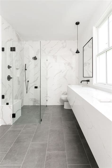 White Marble Bathroom Black Fixtures