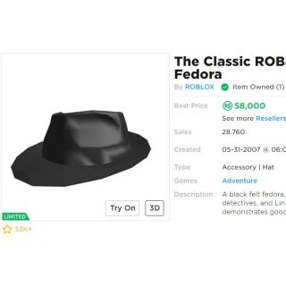 Collectibles | Classic ROBLOX Fedora - Game Items - Gameflip