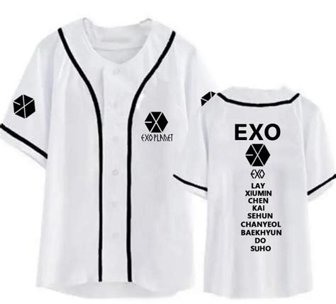 New arrival exo planet all member name printing baseball t shirt for summer kpop exo L single ...