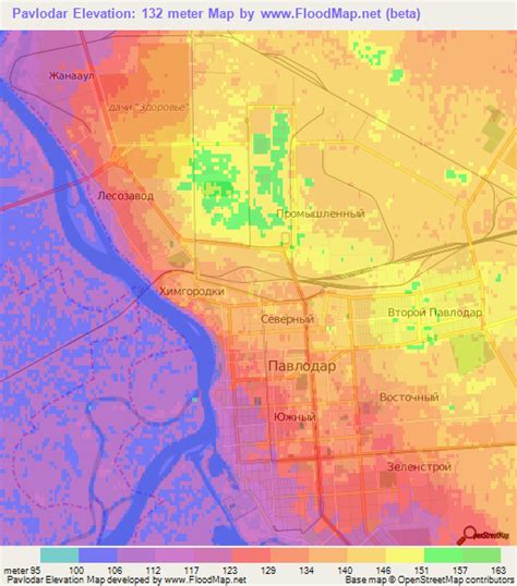 Elevation of Pavlodar,Kazakhstan Elevation Map, Topography, Contour