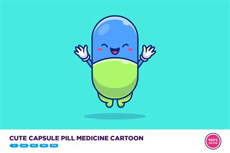 Cute Capsule Pill Medicine Cartoon Graphic by catalyststuff · Creative ...