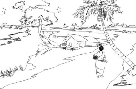 Pencil Indian Village Coloring Pages