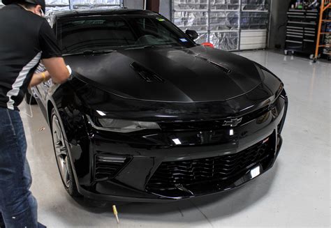 Satin Black Hood Camaro | Black truck, Car wrap, Matte cars