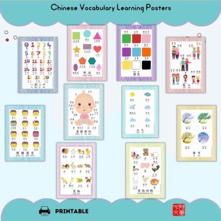 Chinese Vocabulary Learning Posters