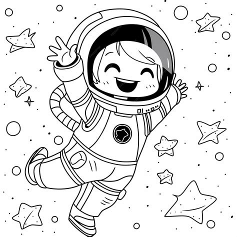 Premium AI Image | kawaii happy astronaut and the Milky Way galaxy around the spaceship coloring ...