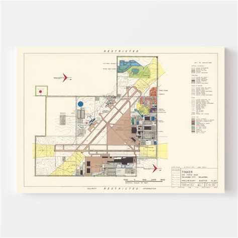 Vintage Map of Tinker Air Force Base, 1952 by Ted's Vintage Art