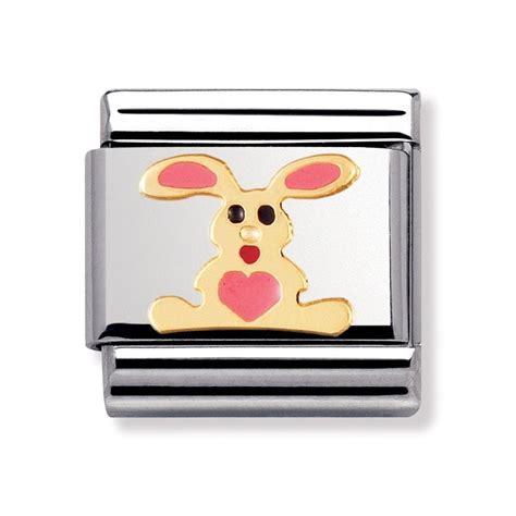 Nomination Classic Gold and Pink Rabbit Charm