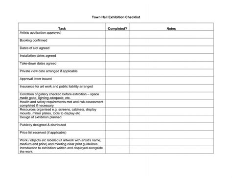 Exhibition Checklist - Folkestone Town Council