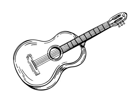 Guitar musical instrument style hand drawn. Vector black and white doodle illustration 12651572 ...