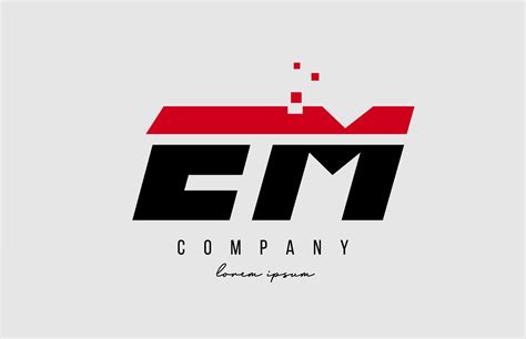 em e m alphabet letter logo combination in red and black color. Creative icon design for company ...