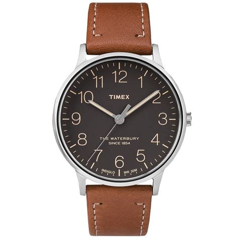 Timex Waterbury Classic Watch Black & Brown Leather | END. (US)