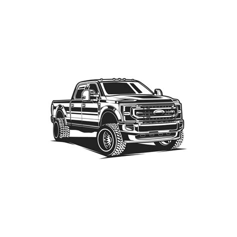 pickup truck silhouette drift black and white 3559316 Vector Art at ...