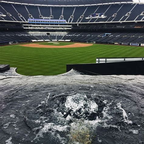 the inside of a baseball stadium filled with water